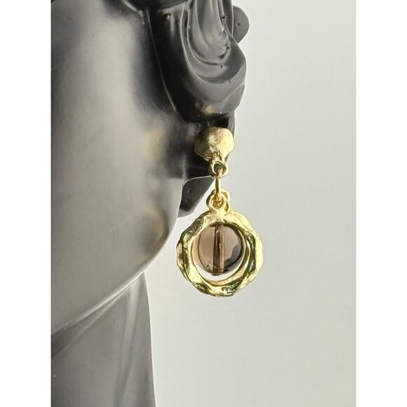 Karine Sultan 24K Gold Plated Bead Drop Dangle Earrings - Picture 2 of 3